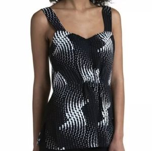 COPY - Slvls White RetroDotPrint CamisoleBlouse Black